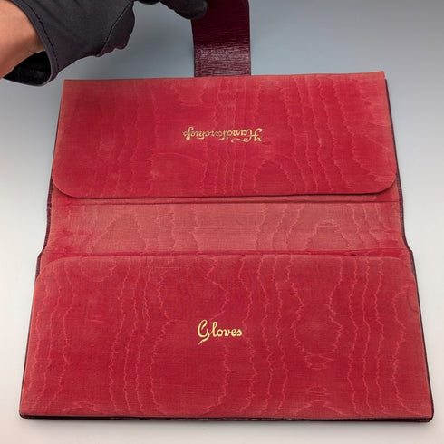 ヴィンテージ バーガンディーレザー 手袋&ハンカチケース